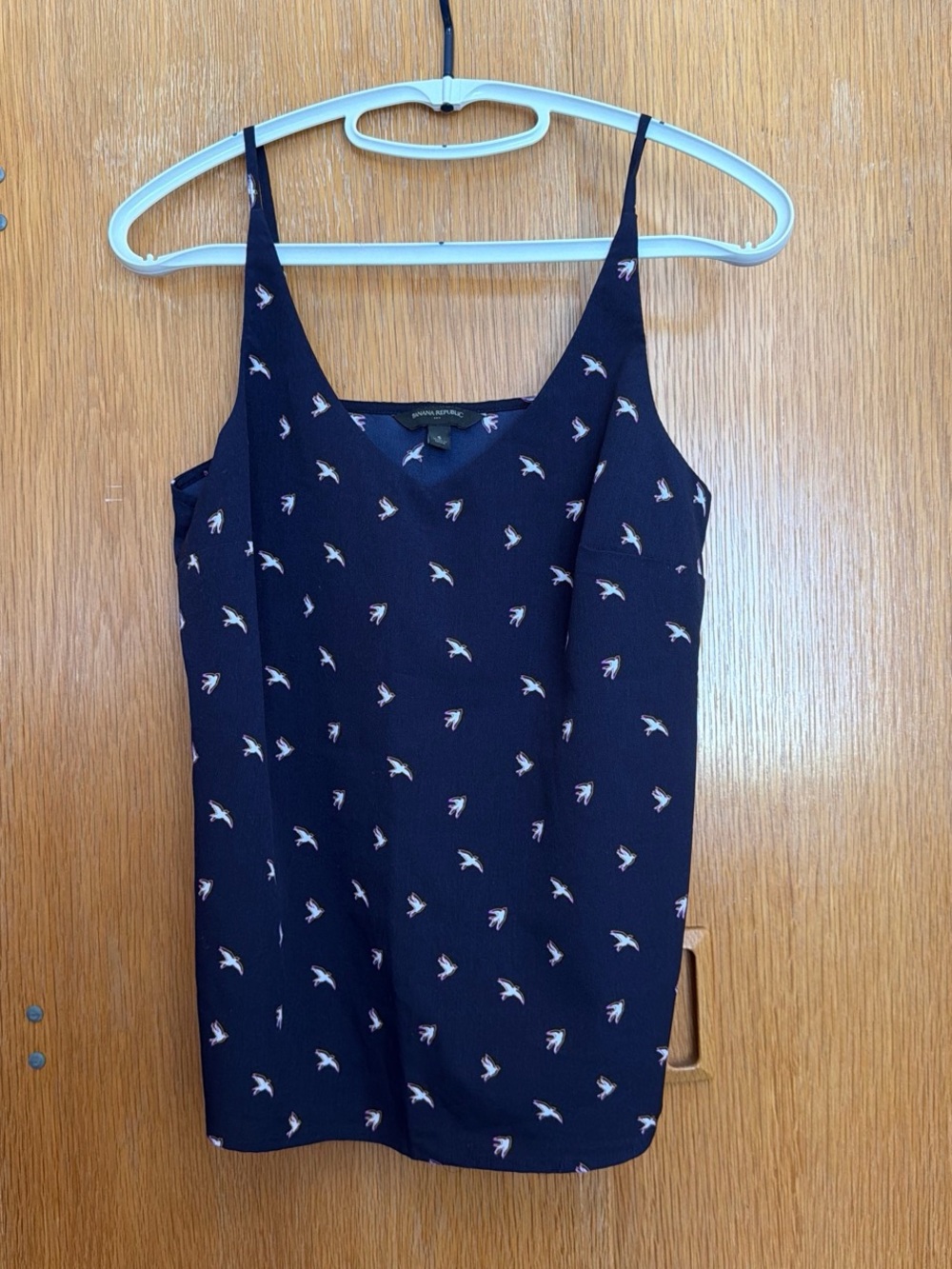 Banana Republic Navy Bird-Print Spaghetti Strap Top